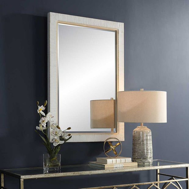 Uttermost Cape Whitewashed Rattan Wrapped Mirror