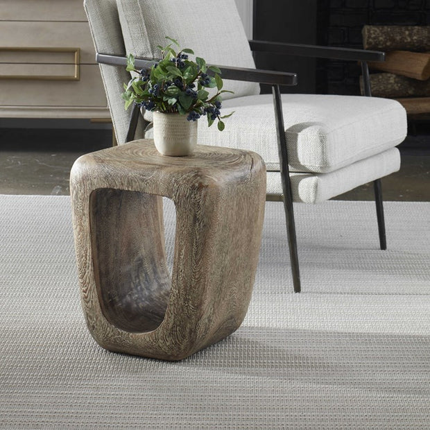 Uttermost Loophole Bleached Wash Suar Wood Accent Stool