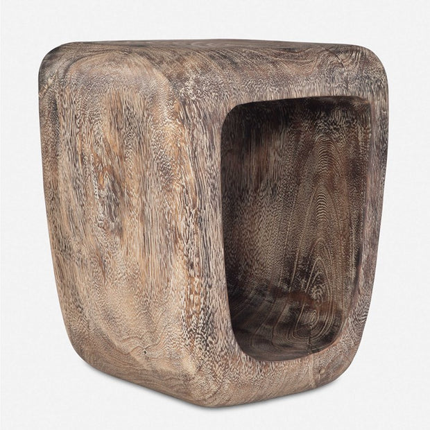 Uttermost Loophole Bleached Wash Suar Wood Accent Stool