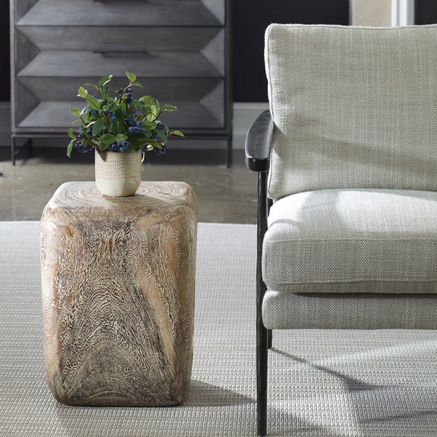 Uttermost Loophole Bleached Wash Suar Wood Accent Stool