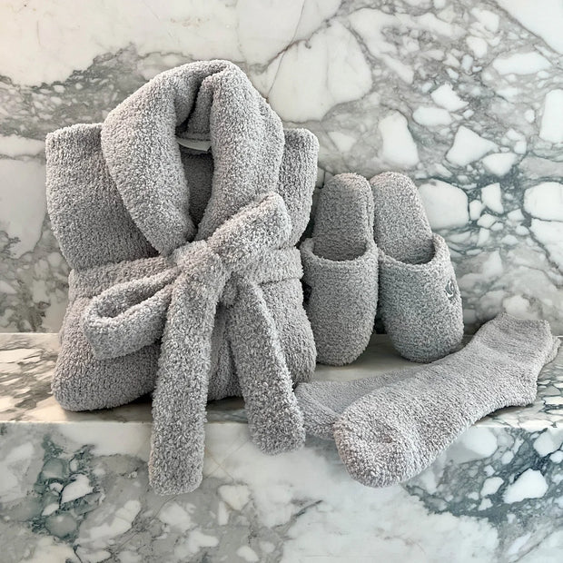 Kashwere Plush Soapstone Closed Toe Spa Slippers