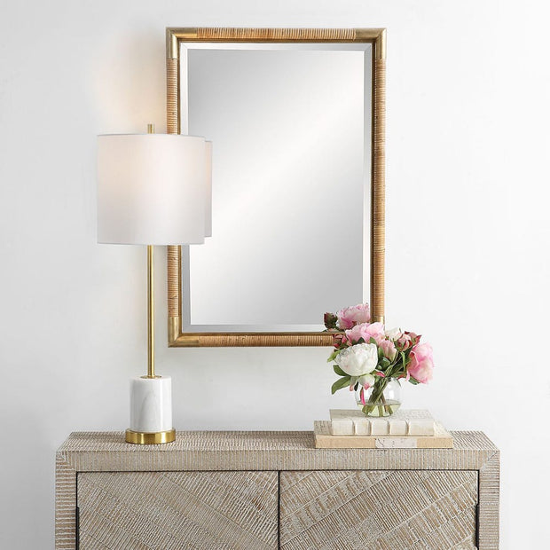 Uttermost Kampar Antique Gold And Wrapped Rattan Vanity Mirror