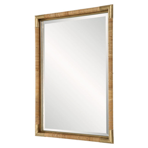 Uttermost Kampar Antique Gold And Wrapped Rattan Vanity Mirror