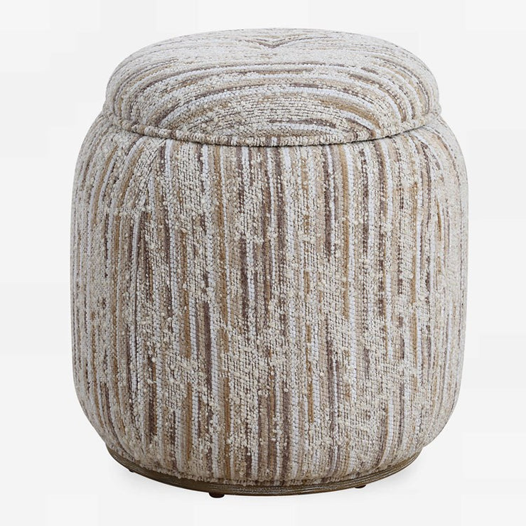 Uttermost Dialogue Tan Striped Boucle Round Ottoman