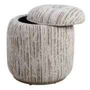 Uttermost Dialogue Tan Striped Boucle Round Ottoman