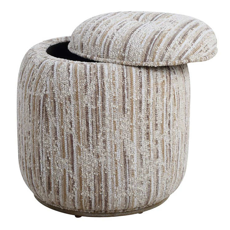 Uttermost Dialogue Tan Striped Boucle Round Ottoman