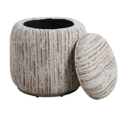 Uttermost Dialogue Tan Striped Boucle Round Ottoman
