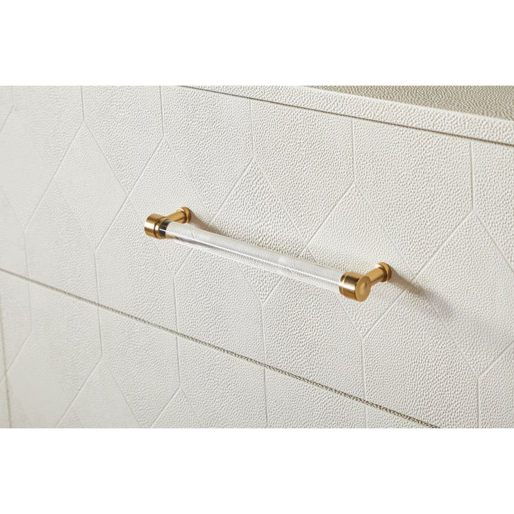 Essentials For Living Sonia Shagreen 6-Drawer Double Dresser~ Pearl Shagreen, Lucite With Brushed Brass Hardware