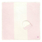Kashwere Baby Ultra Plush Pink with Crème Center Stripe Baby Blanket & Cap