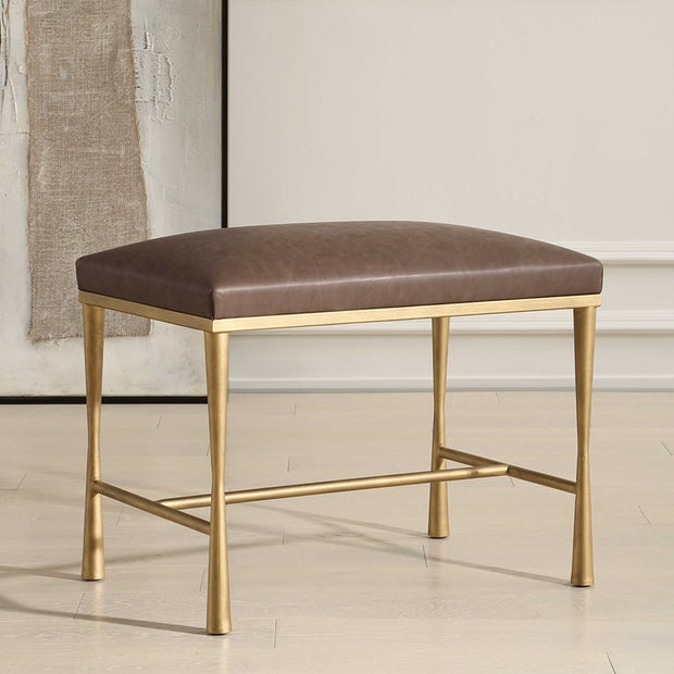 Uttermost Reform Faux Cocoa Leather Small Accent Bench