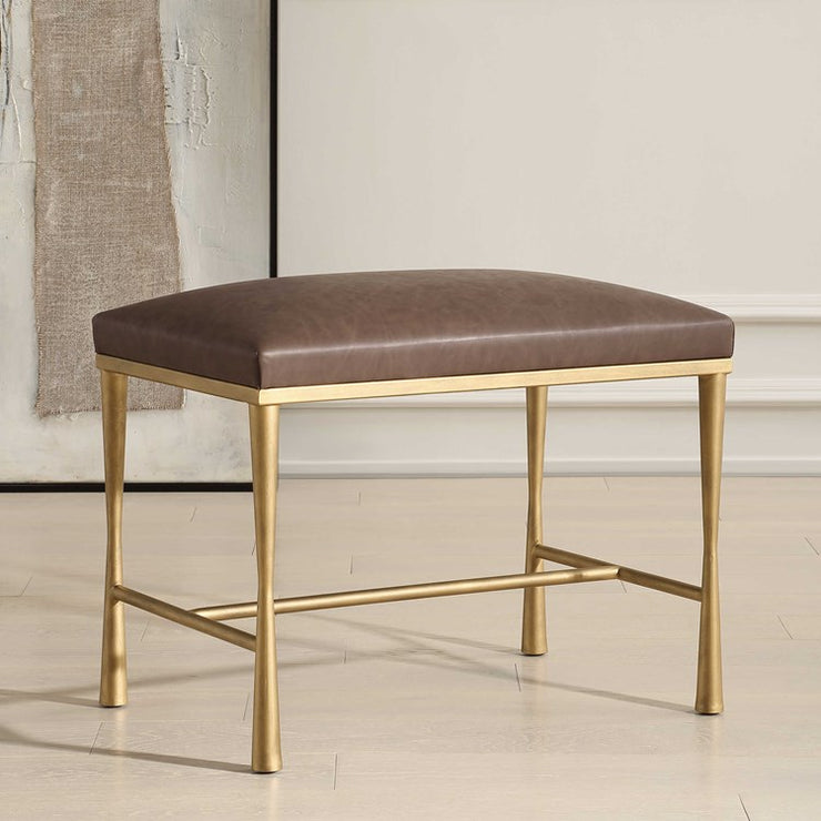 Uttermost Reform Faux Cocoa Leather Small Accent Bench