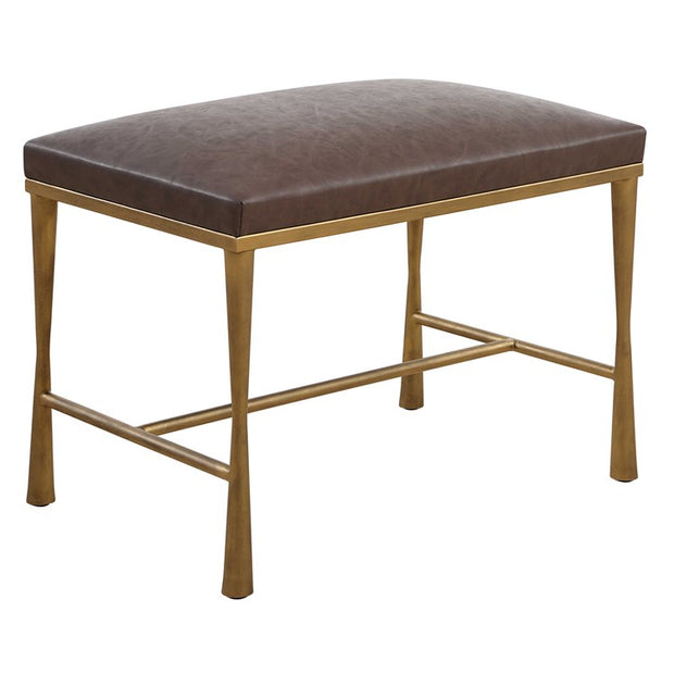 Uttermost Reform Faux Cocoa Leather Small Accent Bench
