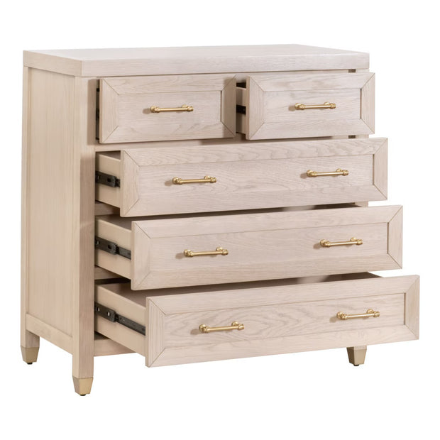 Essentials For Living Stella 5-Drawer High Chest ~ Light Honey Oak