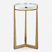 Uttermost Midas Crystal Top With Textured Antique Gold Finish Iron Round Accent Table