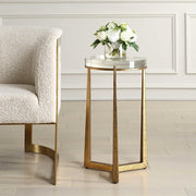 Uttermost Midas Crystal Top With Textured Antique Gold Finish Iron Round Accent Table