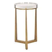 Uttermost Midas Crystal Top With Textured Antique Gold Finish Iron Round Accent Table
