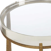 Uttermost Midas Crystal Top With Textured Antique Gold Finish Iron Round Accent Table