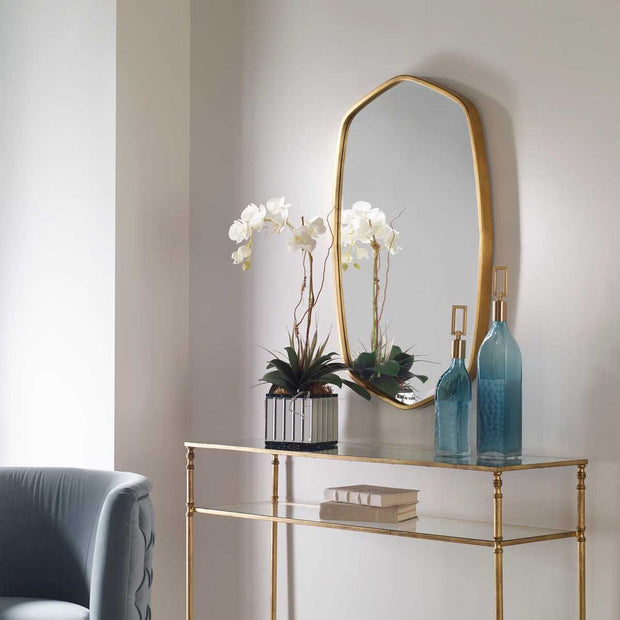 Uttermost Duronia Unique Shaped Antique Gold Leaf Mirror