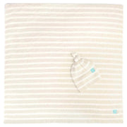 Kashwere Baby Ultra Plush Malt with Crème Mini Stripe Baby Blanket & Cap