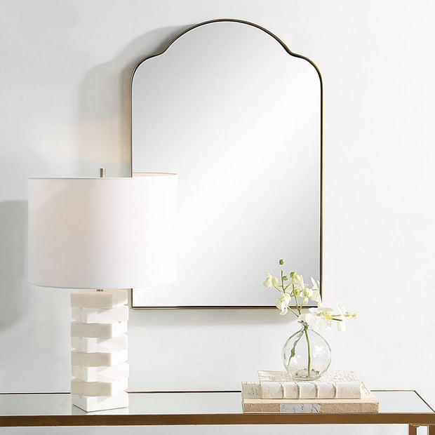 Uttermost Sidney Brushed Brass Arch Mirror