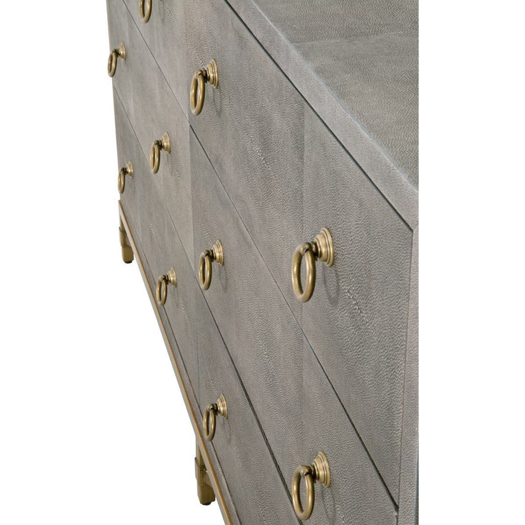 Essentials For Living Strand Shagreen 6-Drawer Double Dresser~ Gray Shagreen With Brushed Gold Hardware