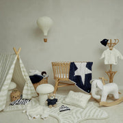 Kashwere Baby Ultra Plush Navy with White Mini Stripe Baby Blanket & Cap