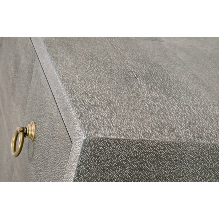 Essentials For Living Strand Shagreen 6-Drawer Double Dresser~ Gray Shagreen With Brushed Gold Hardware