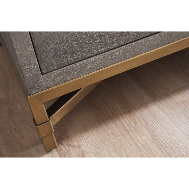 Essentials For Living Strand Shagreen 6-Drawer Double Dresser~ Gray Shagreen With Brushed Gold Hardware