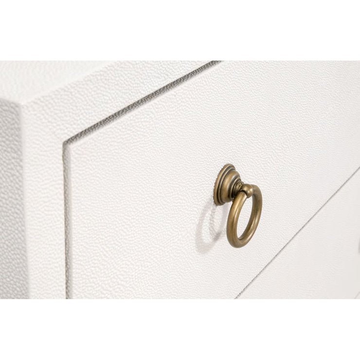 Essentials For Living Strand Shagreen 6-Drawer Double Dresser ~ Pearl Shagreen With Brushed Gold Hardware