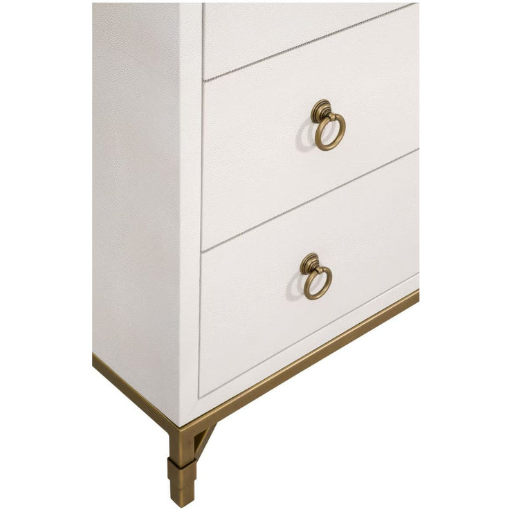 Essentials For Living Strand Shagreen 6-Drawer Double Dresser ~ Pearl Shagreen With Brushed Gold Hardware