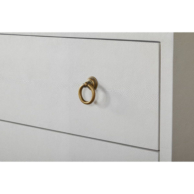 Essentials For Living Strand Shagreen 6-Drawer Double Dresser ~ Pearl Shagreen With Brushed Gold Hardware