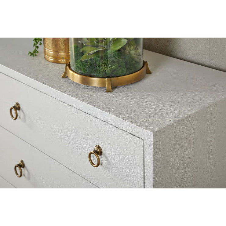Essentials For Living Strand Shagreen 6-Drawer Double Dresser ~ Pearl Shagreen With Brushed Gold Hardware