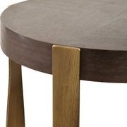 Uttermost Drew Walnut Wood and Brass Round Accent Table