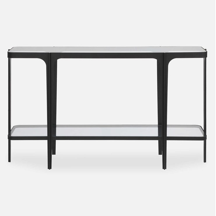 Uttermost Atchison Glass and Black Iron Console Table
