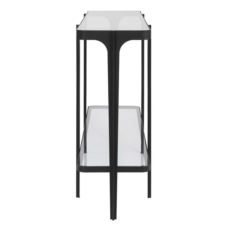 Uttermost Atchison Glass and Black Iron Console Table