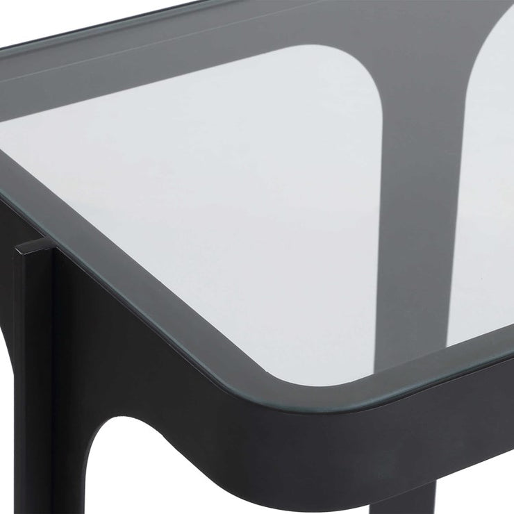 Uttermost Atchison Glass and Black Iron Console Table