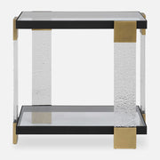 Uttermost Bendena Glass and Black Iron Side Table