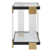Uttermost Bendena Glass and Black Iron Side Table