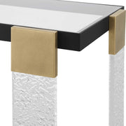 Uttermost Bendena Glass and Black Iron Side Table