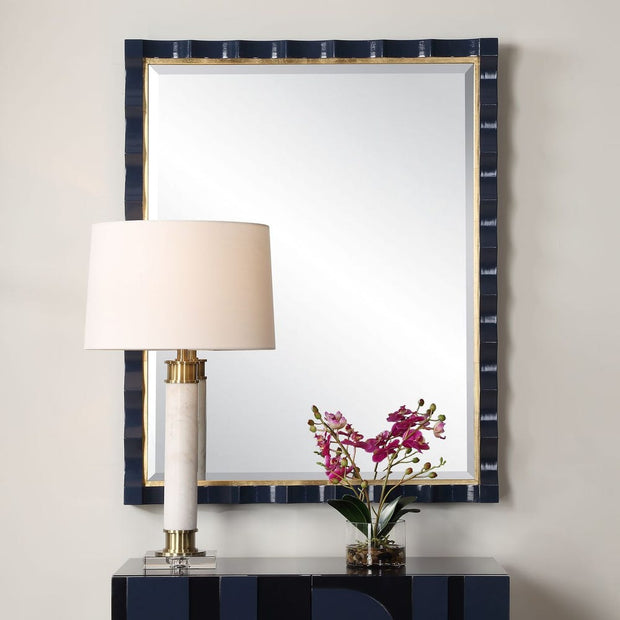 Uttermost Gulf Gold Leaf And Navy Mirror