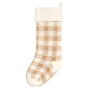 Kashwere Holiday Collection Creme with Teddy Gingham Christmas Stockings