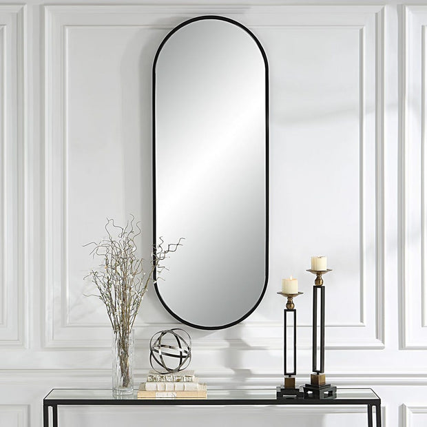 Uttermost Varina Tall Sleek Satin Black Mirror