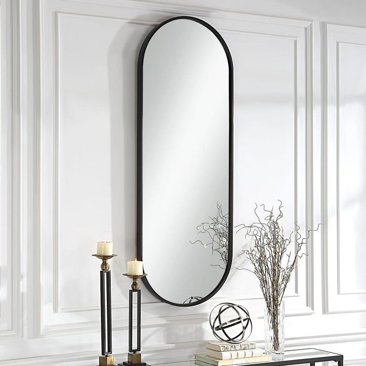 Uttermost Varina Tall Sleek Satin Black Mirror