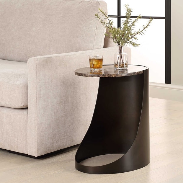 Uttermost Welling Chocolate Brown Marble Side Table