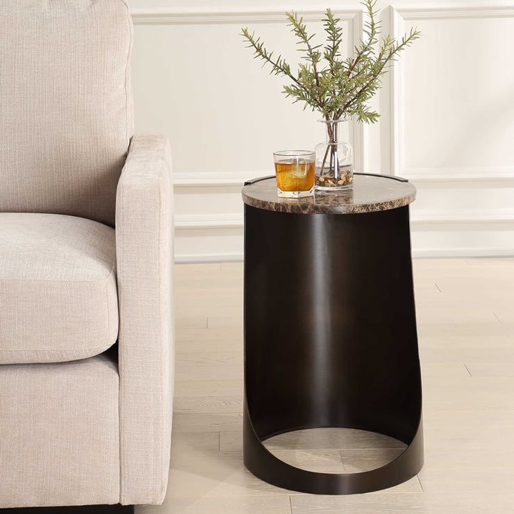 Uttermost Welling Chocolate Brown Marble Side Table