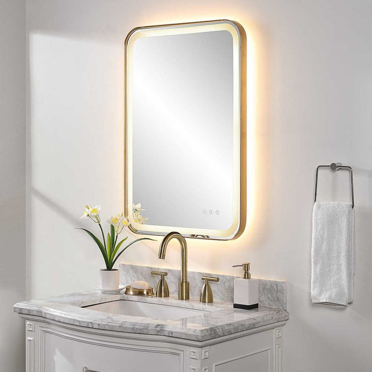 Uttermost Crofton Brass Lighted Vanity Mirror