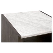 Essentials For Living Linnea End Table ~ White Carrera Marble, Burnished Brown Acacia