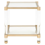 Essentials For Living Nouveau End Table ~ Brushed Brass, Lucite, Clear Glass