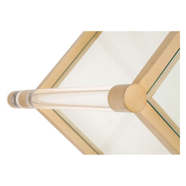 Essentials For Living Nouveau End Table ~ Brushed Brass, Lucite, Clear Glass