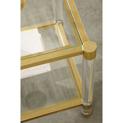 Essentials For Living Nouveau End Table ~ Brushed Brass, Lucite, Clear Glass
